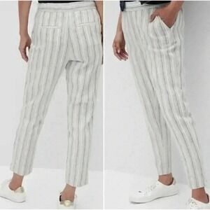 Banana‎ Republic Pants Womens Sz 4 Hayden White Blue Railroad Stripe Linen Ankle